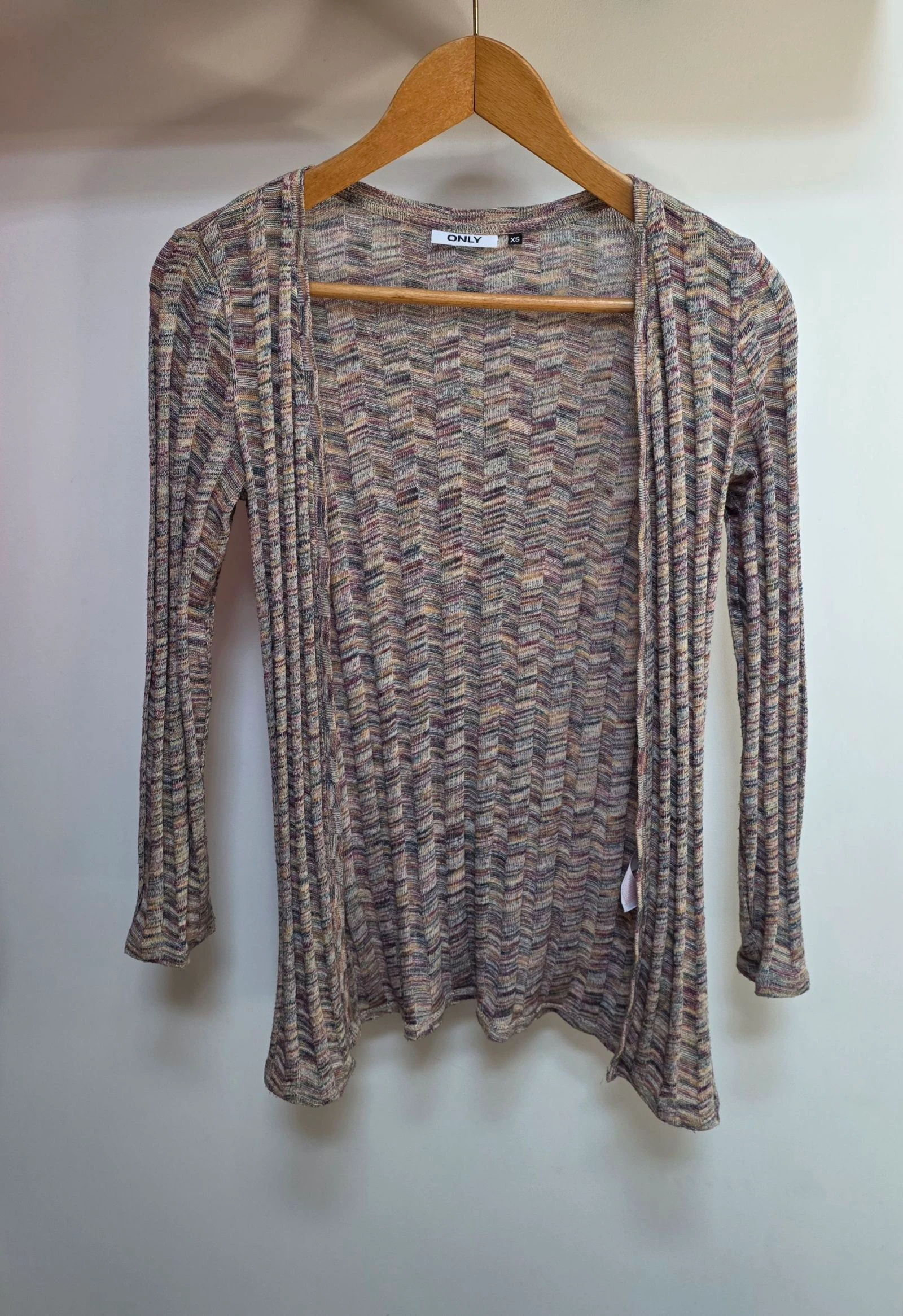 Cardigan long chiné multico XS Only gilet ouvert maille fine
